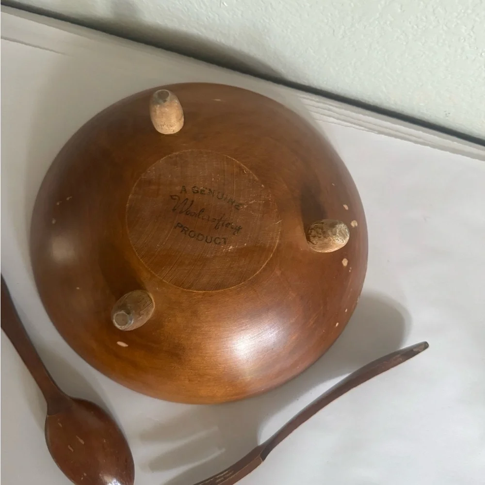 Vintage Woodcrofty Wooden Dining Set - Bowl, Spoon, and Fork